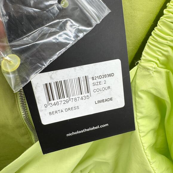 NWT Nicholas Women's Lime Cutout Berta Short Sleeves Mini Dress Size‎ 2 - Picture 9 of 12